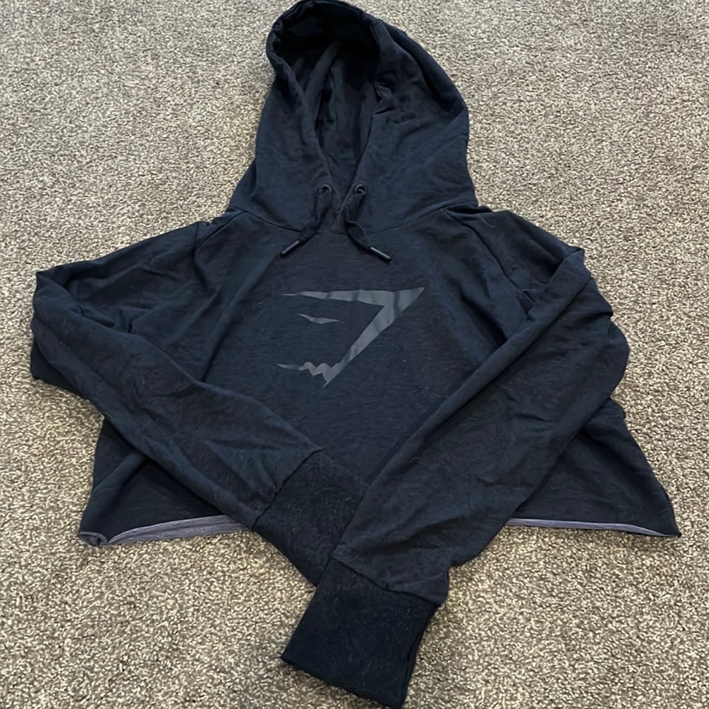 Gymshark Cropped Hoodie Navy Small